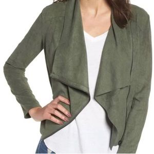 BLANKNYC Drape Front Faux Suede Jacket